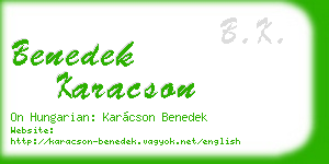 benedek karacson business card