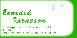 benedek karacson business card